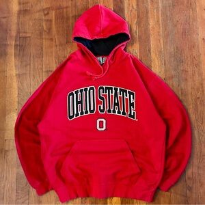 Vintage Ohio State University OSU Embroidered Spellout Red Hoodie Sweatshirt M
